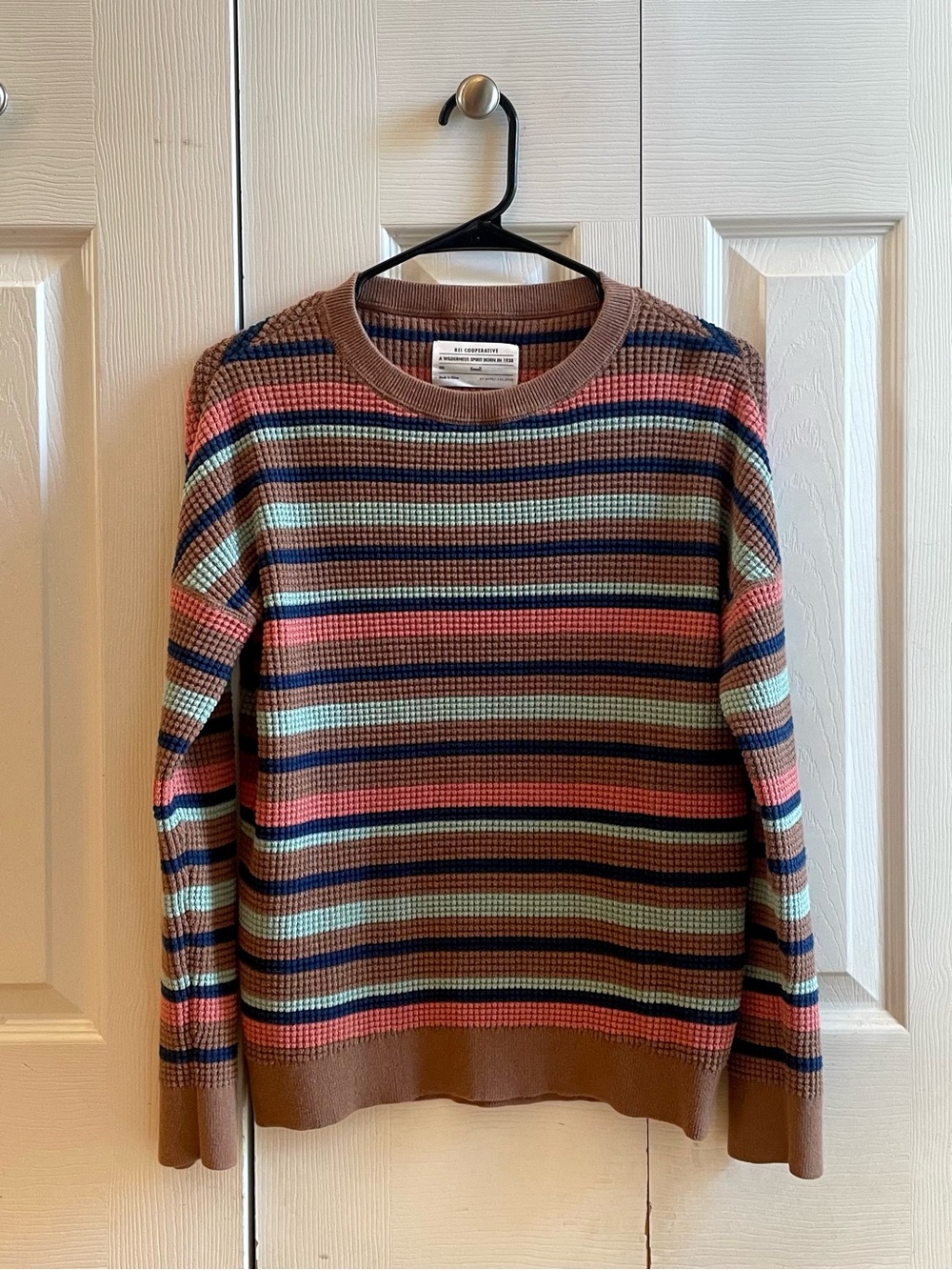 REI: Striped Waffle-Knit Crewneck Sweater